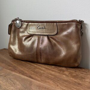 Coach Ashley Y2K Metallic Shimmer Pleated Wristlet